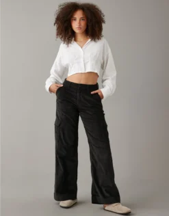 AE Dreamy Drape Stretch Curvy Super High-Waisted Baggy Wide-Leg Corduroy Pant