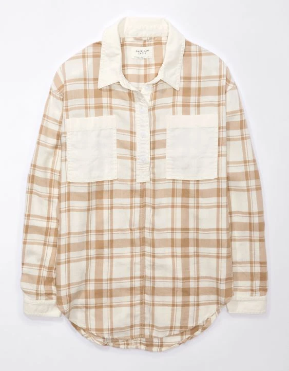 AE Oversized Plaid Pullover Shirt - Image 3