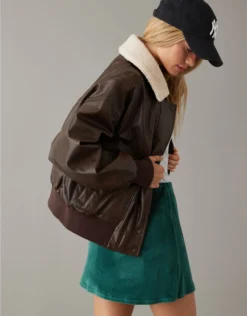 AE Sherpa Leather Bomber Jacket