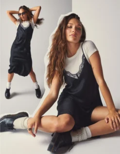 AE X The Ziegler Sisters Lace Slip Midi Dress