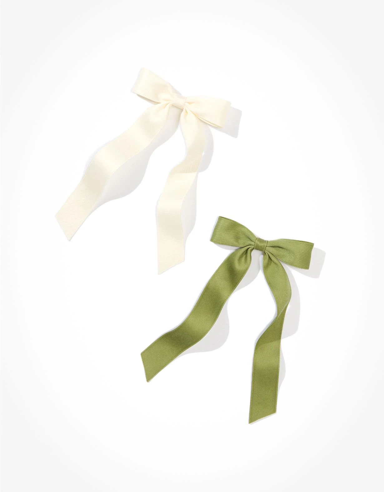 AEO Green + Cream Hair Bow 2-Pack