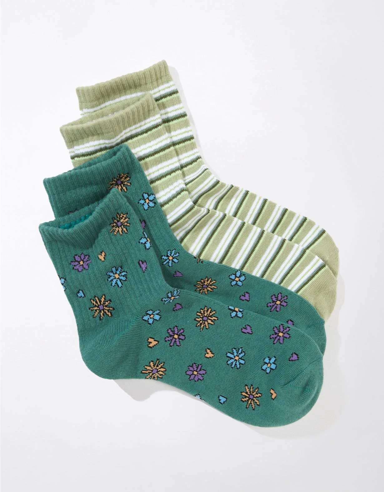 AE Daisy Striped Boyfriend Sock 2-Pack - Image 2