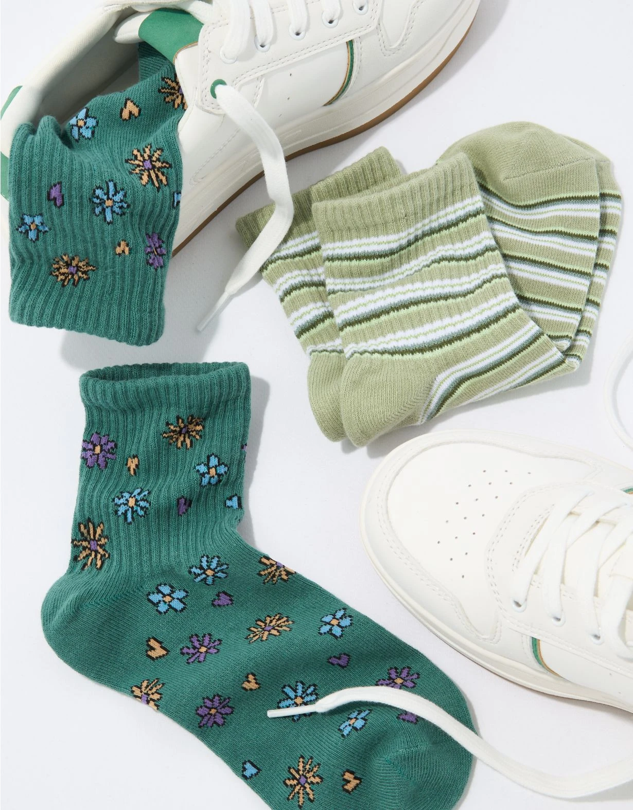 AE Daisy Striped Boyfriend Sock 2-Pack