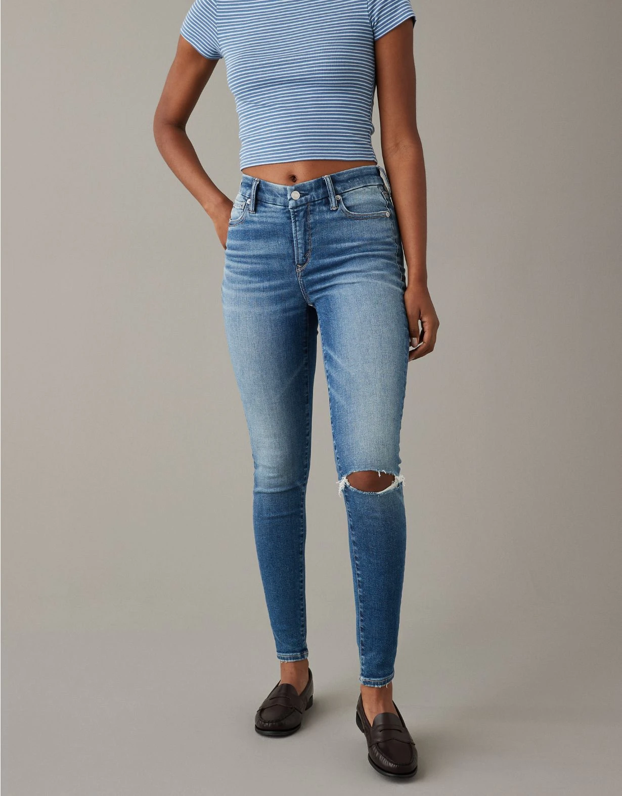 AE Luxe Ripped High V-Rise Jegging