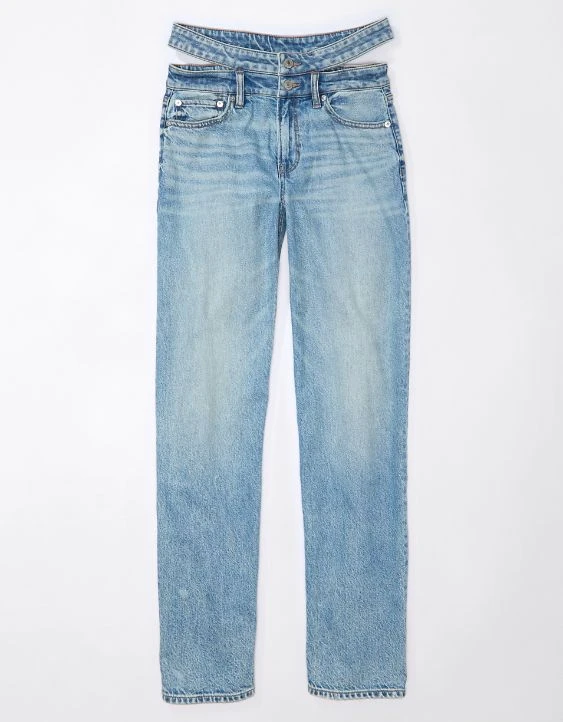 AE Strigid Super High-Waisted Baggy Straight Cut-Out Jean - Image 3