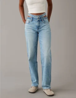 AE Strigid Super High-Waisted Baggy Straight Cut-Out Jean