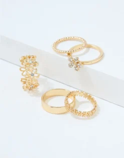 AE Gold Floral Ring 5-Pack