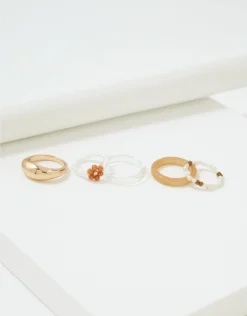 AEO Neutral Flower + Beaded Resin Ring 5-Pack