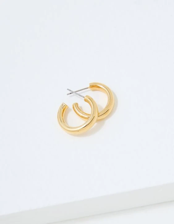 AE Keepers Collection 14K Gold Plated Tubular Hoop Earring - Image 2