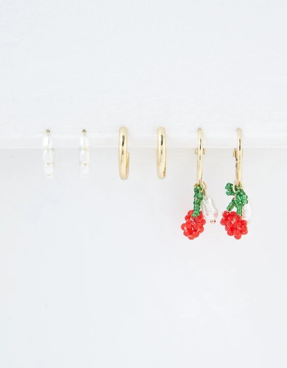 AEO Cherry Hoop Earring 3-Pack - Image 2