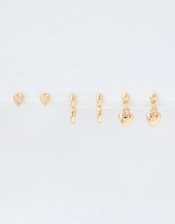 AEO Gold Heart Earrings 6-Pack - Image 3