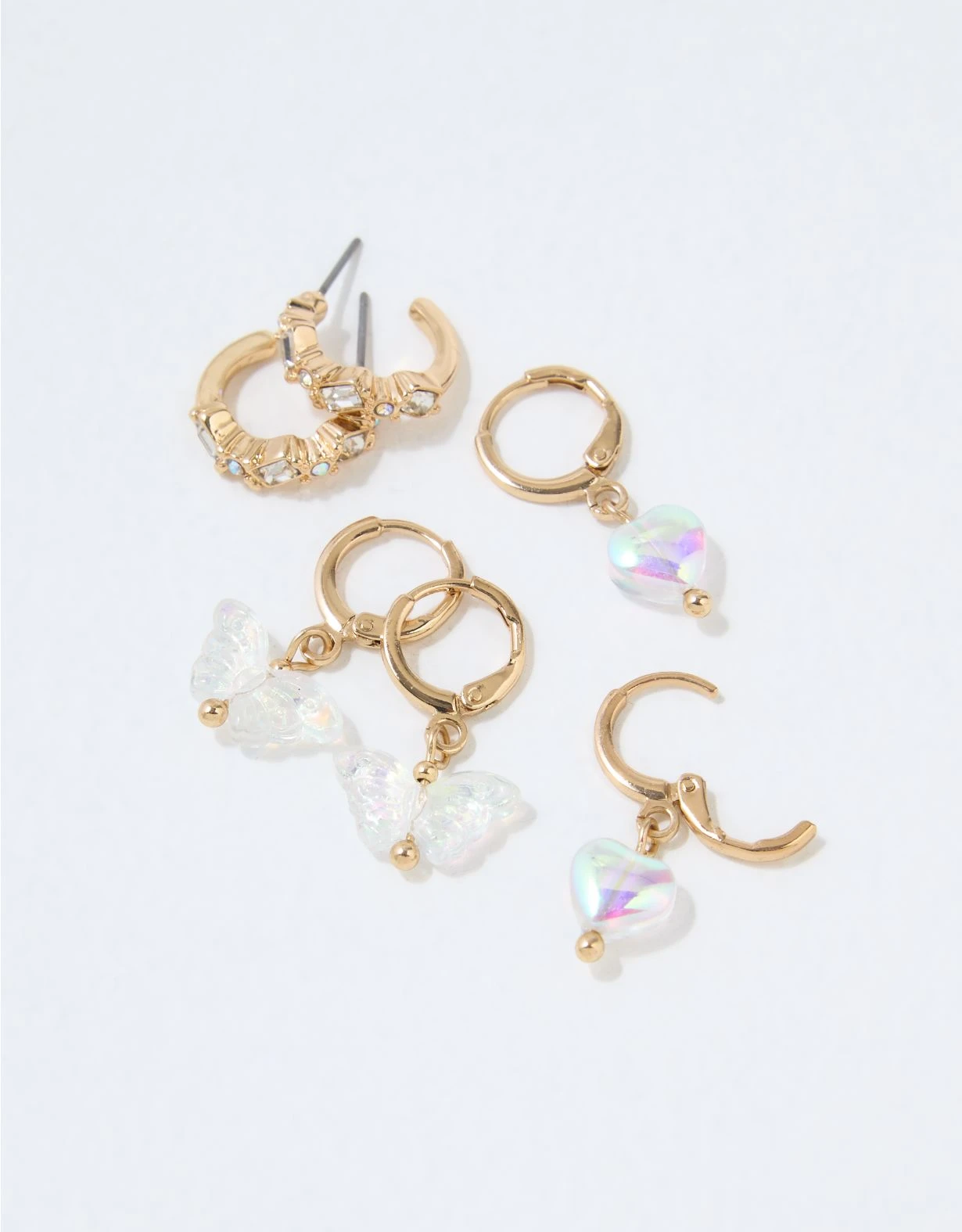 AEO Crystal Butterfly Hoop Earring 3-Pack - Image 2