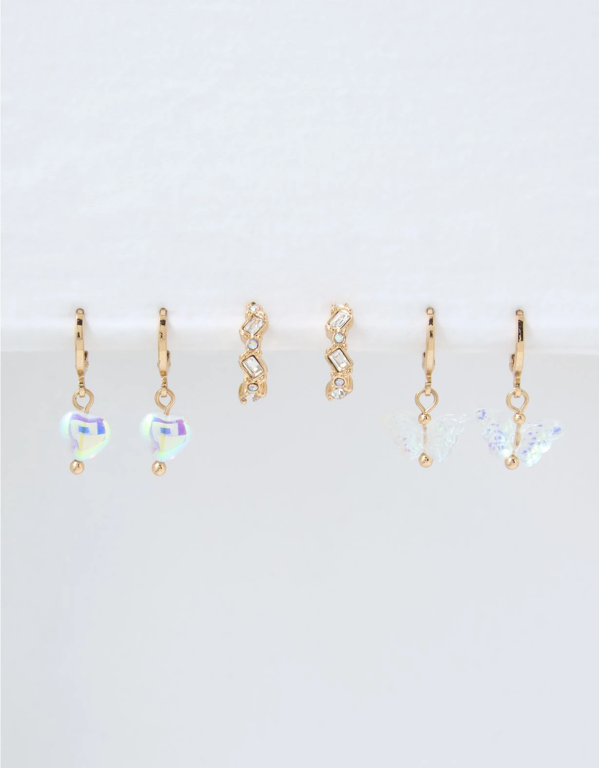 AEO Crystal Butterfly Hoop Earring 3-Pack