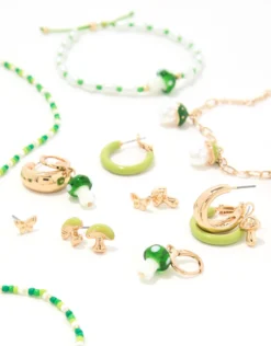 AEO Green Mushroom Earrings 6-Pack