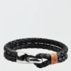 West Coast Jewelry Stainless Steel Braided Leather Bracelet