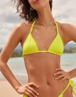 Aerie Shine Pique Scrunchie Tie String Triangle Bikini Top