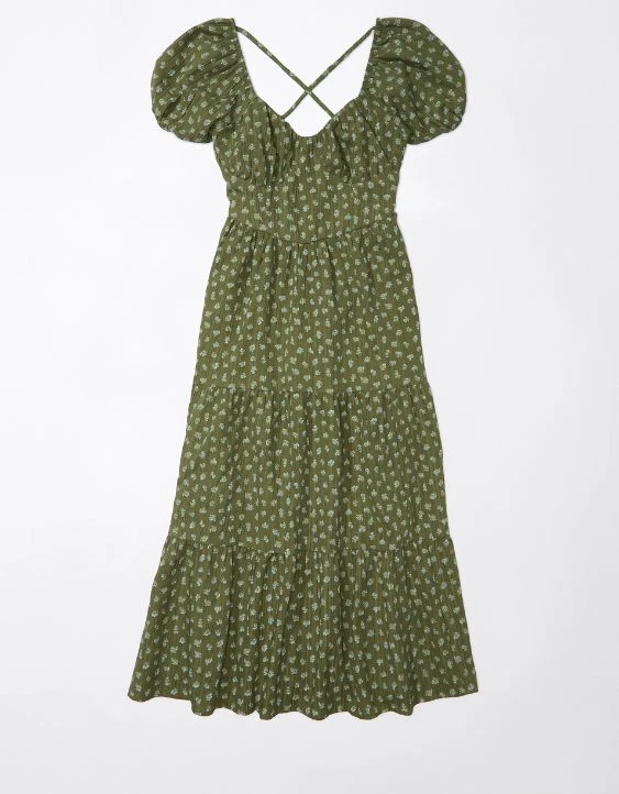 AE Floral Open Back Corset Midi Dress - Image 3