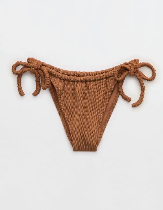 Aerie Shine Pique Low Rise Scrunchie Tie Cheekiest Bikini Bottom - Image 3