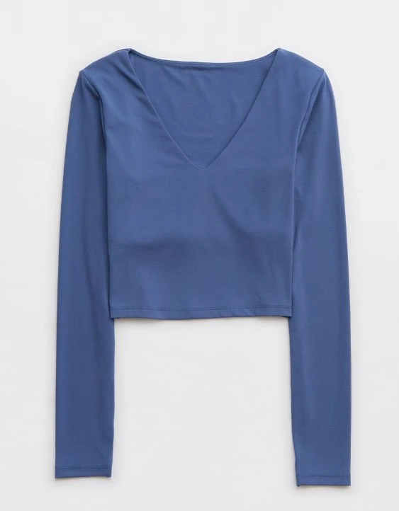 OFFLINE By Aerie Real Me Long Sleeve V-Neck T-Shirt - Image 3