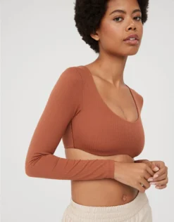 OFFLINE By Aerie Real Me Super Cropped Long Sleeve Bra Top
