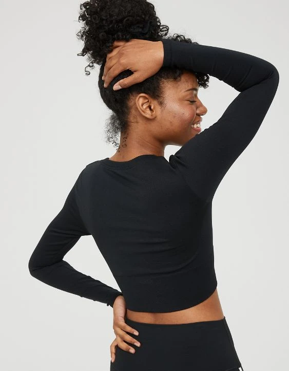 OFFLINE By Aerie Sidewalk Seamless Long Sleeve Cropped T-Shirt - Image 3