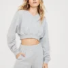 OFFLINE By Aerie Throw-Back Cropped V Neck Sweatshirt