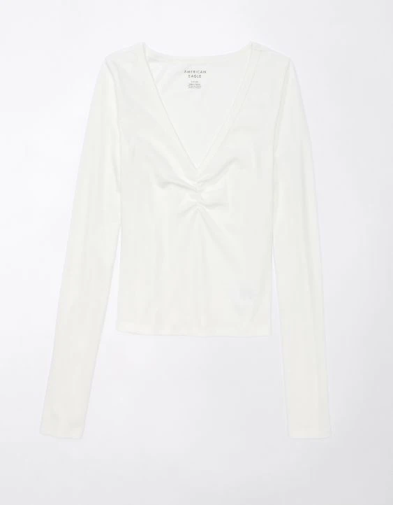 AE Long-Sleeve Cinch-Front Cropped Tee - Image 3