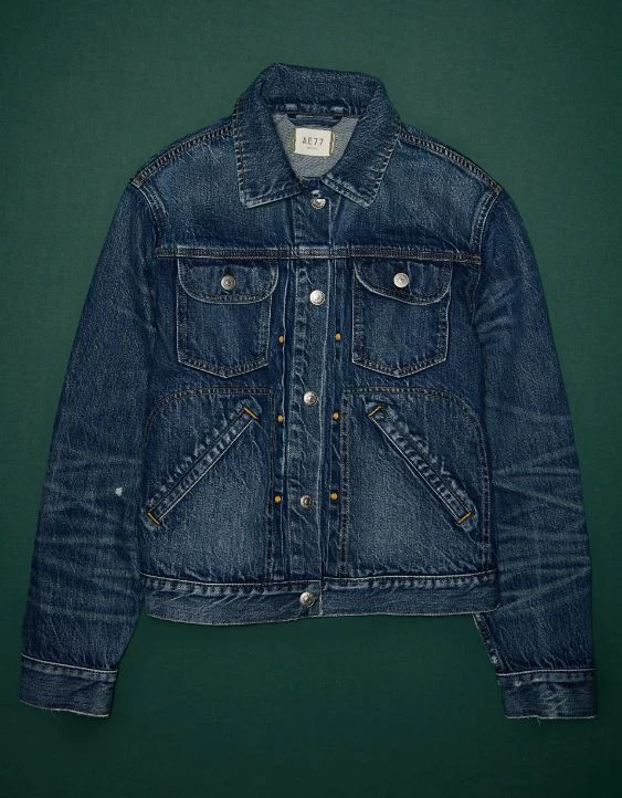 AE77 Premium Shrunken Denim Jacket - Image 3