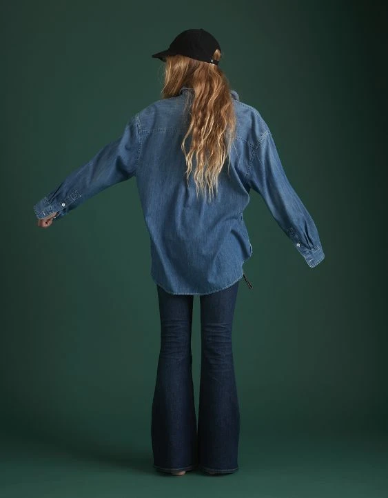 AE77 Premium Denim Boyfriend Shirt - Image 2