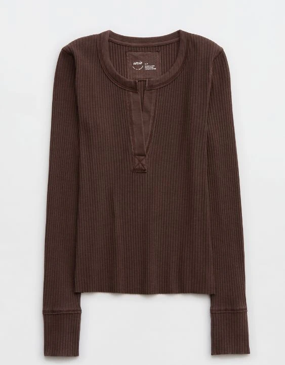 Aerie Fireside Long Sleeve Henley T-Shirt - Image 3