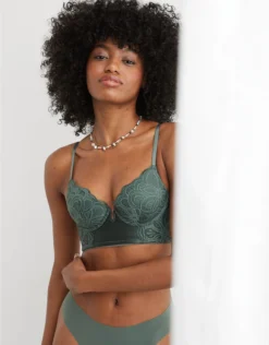 Aerie Show Off Plunge Push Up Rooftop Garden Lace Bra